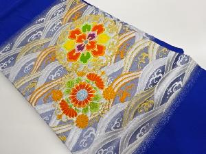 荒波に華文模様織出し名古屋帯